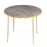 JV Möbel Moderner Grauer Couchtisch Holz und Edelstahl 90 x 47 cm