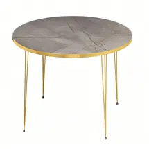 JV Möbel Moderner Grauer Couchtisch Holz und Edelstahl 90 x 47 cm