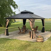 Purple Leaf Alu Pavillon 3,65 x 4,25 m inkl. 4 Seitenteile Grau