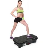 Vibrationsplatte mit Bluetooth, LCD-Display, mit Fernbedienung und Widerstandsbändern, Übung zu Hause, reduziert Fett und Form,200 W, 53 x 32,5 x 12 cm (Schwarz)