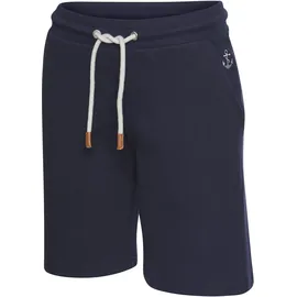 H.I.S. Bermudas H.I.S, Damen, Gr. 40/42, N-Gr, blau (marine), Sweatware, Obermaterial: 60% Baumwolle, 40% Polyester, unifarben, Basic kniefrei, Hosen Bermudas, mit Kordelzug und Stickerei, Loungewear, Topseller