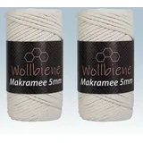 Wollbiene Makramee Garn 5mm I 2x70m I Makramee Natur - Baumwollgarn Mischgarn zum Knüpfen von Macrame - Rope Garn - Makramee-Garn aus Baumwolle für Kunst DIY Handwerk (creme 16)