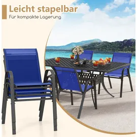 Costway Gartenstuhl 56 x 70 x 84 cm blau/schwarz 4 St.