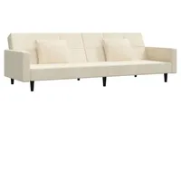 vidaXL Schlafsofa 2-Sitzer mit 2 Kissen Creme Samt