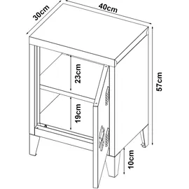 [en.casa] Nachtschrank Inari 2er Set Türgriff rechts und links Rosa