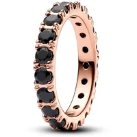 PANDORA Timeless Schwarze Funkelnde Reihe Ewigkeitsring aus Sterling Silber mit rosévergoldet Metalllegierung mit künstlichen Kristallen, Größe 58,