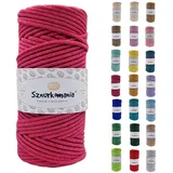 Sznurkomania, Baumwollkordel 3mm 100m, 46 Farben, Häkelkordel, Geflochten Baumwollkordel 3mm, Makramee Kordel, Makramee Garn, Premium Garn, Makramee Seil (Fuchsie)