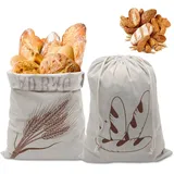 2 Stück Brotbeutel Leinen mit TPU Innenfutter, 40 x 30cm, Brotsack zum Frischhalten, Brottüten Leinen für Selbstgemachtes Brot, Brottasche für Brotaufbewahrung