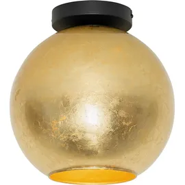 QAZQA Design-deckenleuchte schwarz mit Goldenem Glas – Bert