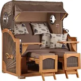 Mr. Deko Strandkorb Düne Grande Bullauge Teak PE Grey Dessin 540