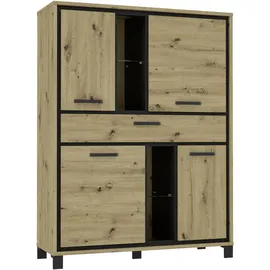 Forte Highboard 120,4 x 161 x 41,5 cm Schwarz