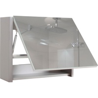 MCW Spiegelschrank MCW-B19, Wandspiegel Badspiegel Badezimmer, aufklappbar hochglanz 48x59cm ~ grau