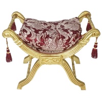 Casa Padrino Barock Sitzhocker - Kreuzhocker Bordeaux Muster /