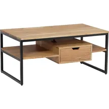 Wohnling Wohnling, Couchtisch 90 cm) Massivholz Sofatisch Schublade Wohnzimmertisch Tisch - Braun