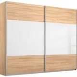 Rauch Quadra Bestseller Schlafzimmerschrank in vielen Breiten«, Kleiderschrank Garderobenschrank Schrank mit Glaselementen (Premium-Ausstattung, Korpus:Eiche, Glas:Weiß, Breite: 226cm/Höhe: 230cm)