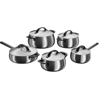 BergHOFF, 10-teiliges Kochtopfset, Schwarz - Schwarz