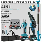 Akku Hochentaster Astschere Teleskop Astsäge Kettensäge Gartenschere mit 2 Akkus