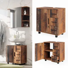 Vicco Waschbeckenunterschrank Ilias 60 x 60,8 x 33 cm Braun