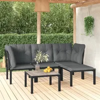 Ankonbej 5-tlg. Garten-Lounge-Set Schwarz und Grau Poly Rattan - Schwarz/Grau/Dunkelgrau