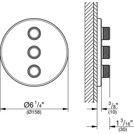 Grohe Grohtherm SmartControl 3-fach Unterputzventil Wandrosette rund, UP-Ventil