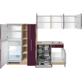 kochstation Winkelküche KS-Samos L-Form 290 cm lila