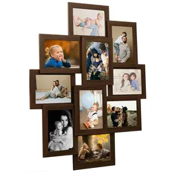 vidaXL Collage Bilderrahmen für 10x(10x15 cm) Fotos Dunkelbraun MDF