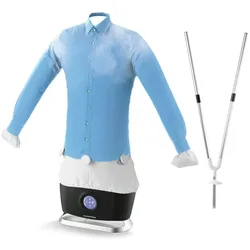 CLEANmaxx Bügler mit Dampffunktion  für Hemden & Blusen + Bügler-Aufsatz für Hosen - silber/schwarz