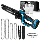 Mini Kettensäge 8 & 6 Zoll, Bürstenlose 6000 U/min Elektro Astsäge Akku Kompatibel mit Makita 18V Akku, Handkettensäge mit Automatischem Öler für Gartenscheren Astschere Holzschneiden (ohne Akku)