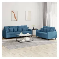 VidaXL 2-tlg. Sofagarnitur mit Kissen Blau Samt