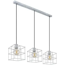 GLOBO Hängeleuchte Wohnzimmerleuchte Pendellampe Esszimmerlampe Küchenleuchte, 3 Flammig höhenverstellbar, Metall zink, E27, L 95 cm