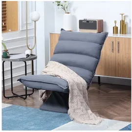 Homcom Relaxsessel Bodensofa Mikrofasertuch 62 x 95 x 62 cm Grau mit verstellbarer Lehne