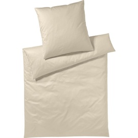 Yes for Bed Bettwäsche »Pure & Simple Uni in Gr. 135x200, 155x220 oder 200x200 cm«, (3 tlg.), Bettwäsche aus Baumwolle, zeitlose Bettwäsche mit seidigem Glanz, beige