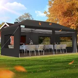Quictent Pavillon 3x6m Faltpavillon mit 6 Seitenwänden, Gartenpavillon mit Rollentasche, Partyzelt 3x6 wasserdicht stabil, für Party im Freien, Hochzeiten, Fest, UV 50+,Schwarz