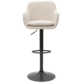 miliboo Barhocker höhenverstellbar beiger Stoff mit Samteffekt und Metall (2er-Set) AMIKA
