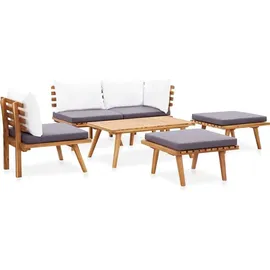 vidaXL Garten-Lounge-Set natur/grau-weiß