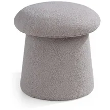 Home4You Hocker Teddystoff Ø 44 x 46 cm Hellgrau