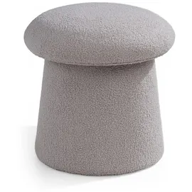 Home4You Hocker Teddystoff Ø 44 x 46 cm Hellgrau