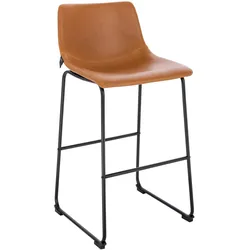 SVITA JOHN 2-er Set Barhocker Barstuhl mit Rückenlehne Retro Kunst-Leder Cognac