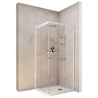 Schulte Corner Duschkabine Eckeinstieg mit Schiebetüren 80 x 180 cm Alpinweiß Klar hell 4 mm ESG
