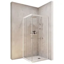 Schulte Corner Duschkabine Eckeinstieg mit Schiebetüren 80 x 180 cm Alpinweiß Klar hell 4 mm ESG