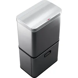 Klarstein Touchless Sensor-Mülleimer - 56L Küchen-Abfalleimer mit Bewegungssensor, 3-in-1-Mülleimer, Trennsystem, Soft-Close, Edelstahl, hygienisch - Silber