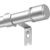 Gardinenstange Silber 80-218 cm, HOTOZON 25 mm Durchmesser Vorhangstange Ausziehbare, Teleskop Gardinenstange Fenster mit Kappenknäufen mit Halterungen, Gardinenstangen für Schlafzimmer, Wohnzimmer
