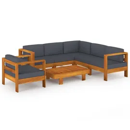 vidaXL Garten-Lounge-Set 7-tlg. grau Akazienholz