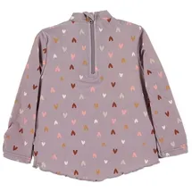 Sterntaler Badeshirt Herz – UV-Schutz 50+ Langarm Schwimmshirt Mädchen – Badeoberteil mit Herzchenmuster & Reißverschluss hinten – pastellviolett, Größe 92 - 86
