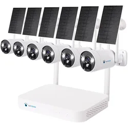 LUVISION Dual WLAN Solar Akku Überwachungssystem 10 Kanal NVR 4MP Überwachungskamera Set Mikrofon 6 Kameras