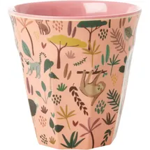 Rice Melamin Kinder Becher Medium Jungle Animals All Over, pink
