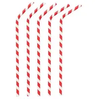 Papstar Trinkhalme Papier Ø 6 mm, 22 cm rot/weiss `Stripes` flexibel