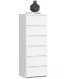 akord furniture factory Akord CL6 Weiß 40 cm 6 Schubladen B40 x H109 x T35 cm