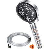 YEAUPE Wassersparender Duschkopf mit Filter, Regendusche Duschkopf Druckerhöhend, Duschbrause mit 6 Strahlarten, Sparduschkopf, Chrom, 8,5L/Min