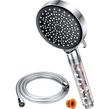 YEAUPE Wassersparender Duschkopf mit Filter, Regendusche Duschkopf Druckerhöhend, Duschbrause mit 6 Strahlarten, Sparduschkopf, Chrom, 8,5L/Min